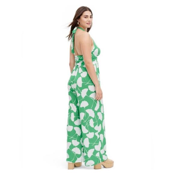 Diane Von Furstenberg x Target NWT Halter Ginkgo Green Jumpsuit Large - Picture 2 of 8
